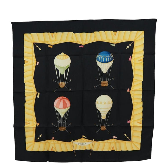 BVLGARI Scarf Silk Black Auth am10707V