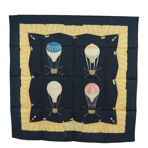 BVLGARI Scarf Silk Black Auth am10707V