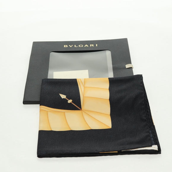 BVLGARI Scarf Silk Black Auth am10707V