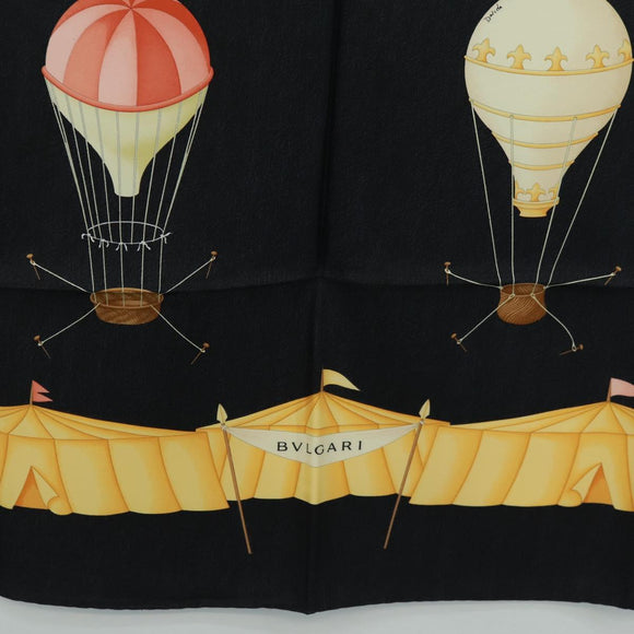 BVLGARI Scarf Silk Black Auth am10707V