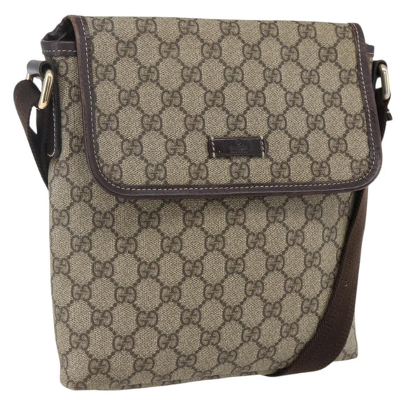 GUCCI GG Supreme Shoulder Bag PVC Beige Gold 223666 Auth am10708