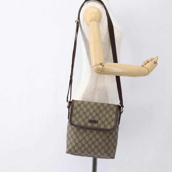 GUCCI GG Supreme Shoulder Bag PVC Beige Gold 223666 Auth am10708