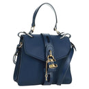 Chloe Abbey Smallday Hand Bag Leather 2way Blue Gold Silver Auth am10710V-1