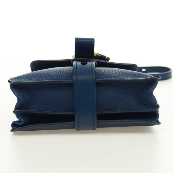Chloe Abbey Smallday Hand Bag Leather 2way Blue Gold Silver Auth am10710V