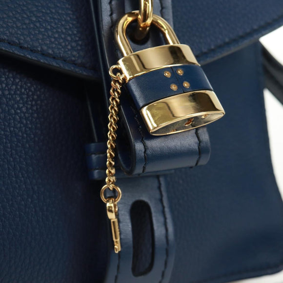 Chloe Abbey Smallday Hand Bag Leather 2way Blue Gold Silver Auth am10710V