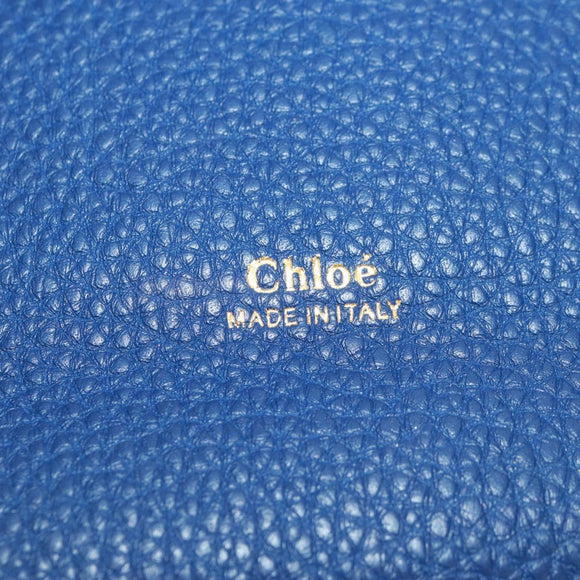 Chloe Abbey Smallday Hand Bag Leather 2way Blue Gold Silver Auth am10710V