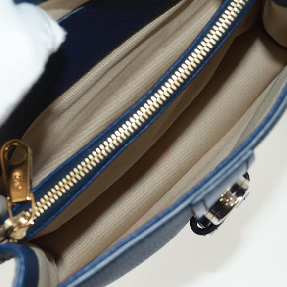 Chloe Abbey Smallday Hand Bag Leather 2way Blue Gold Silver Auth am10710V