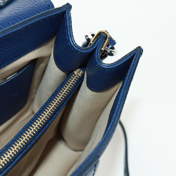 Chloe Abbey Smallday Hand Bag Leather 2way Blue Gold Silver Auth am10710V