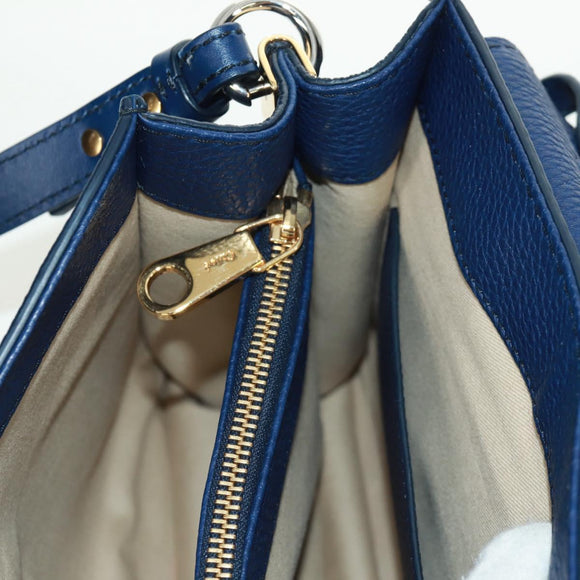 Chloe Abbey Smallday Hand Bag Leather 2way Blue Gold Silver Auth am10710V