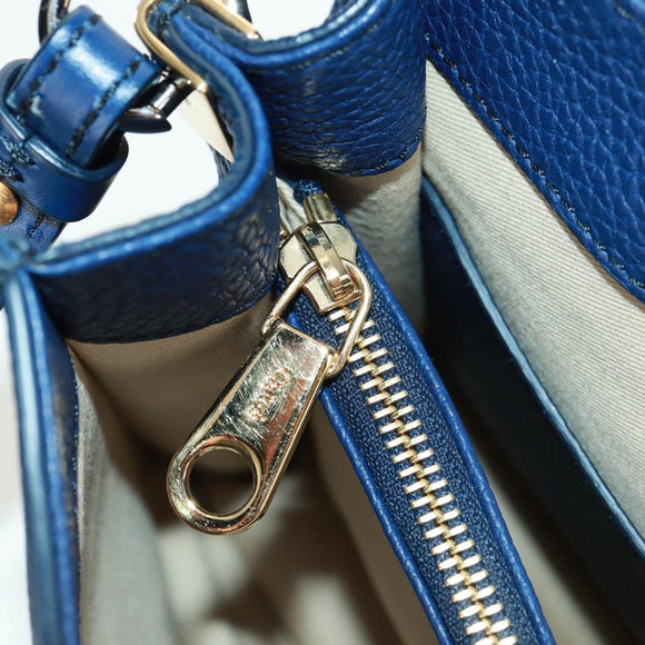 Chloe Abbey Smallday Hand Bag Leather 2way Blue Gold Silver Auth am10710V