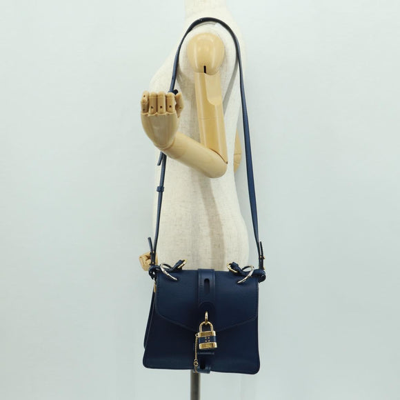 Chloe Abbey Smallday Hand Bag Leather 2way Blue Gold Silver Auth am10710V