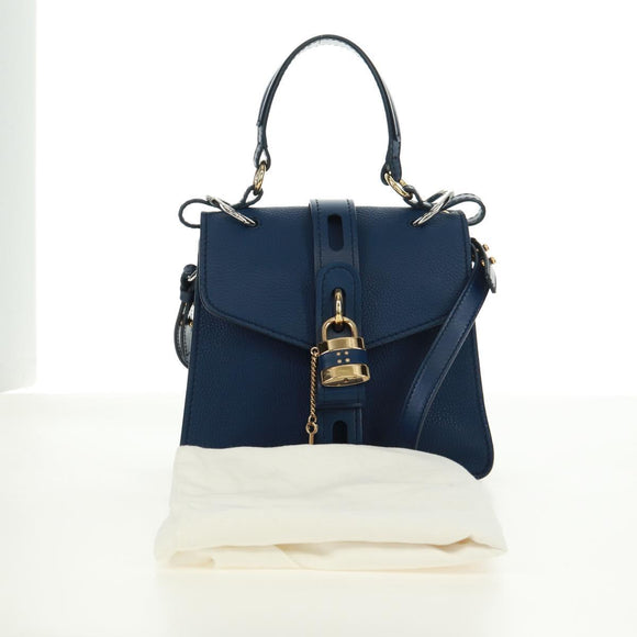 Chloe Abbey Smallday Hand Bag Leather 2way Blue Gold Silver Auth am10710V