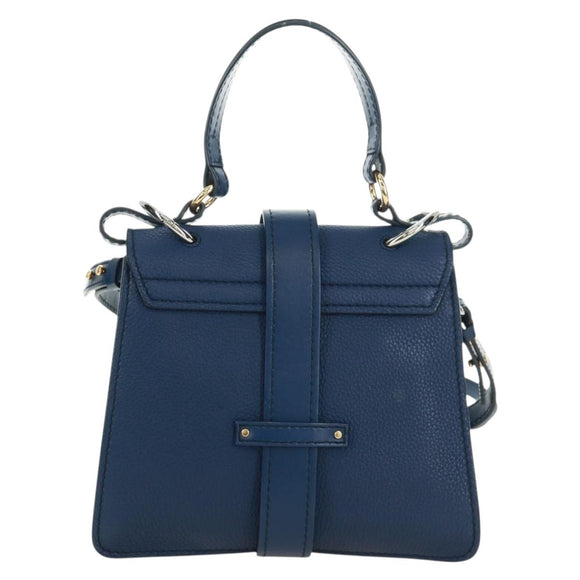 Chloe Abbey Smallday Hand Bag Leather 2way Blue Gold Silver Auth am10710V