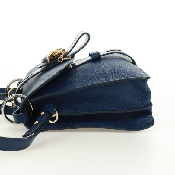 Chloe Abbey Smallday Hand Bag Leather 2way Blue Gold Silver Auth am10710V