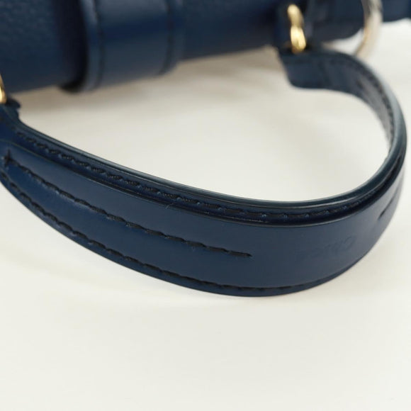 Chloe Abbey Smallday Hand Bag Leather 2way Blue Gold Silver Auth am10710V