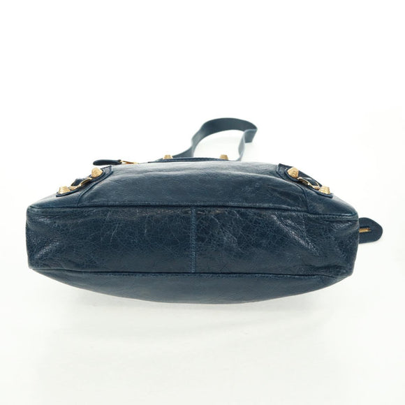 BALENCIAGA Giant Town Hand Bag Leather 2way Blue Gold Auth am10713SAV