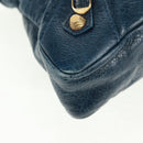 BALENCIAGA Giant Town Hand Bag Leather 2way Blue Gold Auth am10713SAV-17