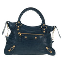 BALENCIAGA Giant Town Hand Bag Leather 2way Blue Gold Auth am10713SAV-13