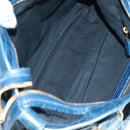 BALENCIAGA Giant Town Hand Bag Leather 2way Blue Gold Auth am10713SAV-11
