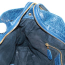 BALENCIAGA Giant Town Hand Bag Leather 2way Blue Gold Auth am10713SAV-22