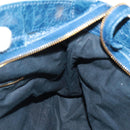 BALENCIAGA Giant Town Hand Bag Leather 2way Blue Gold Auth am10713SAV-23