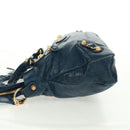 BALENCIAGA Giant Town Hand Bag Leather 2way Blue Gold Auth am10713SAV-4