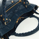 BALENCIAGA Giant Town Hand Bag Leather 2way Blue Gold Auth am10713SAV-7