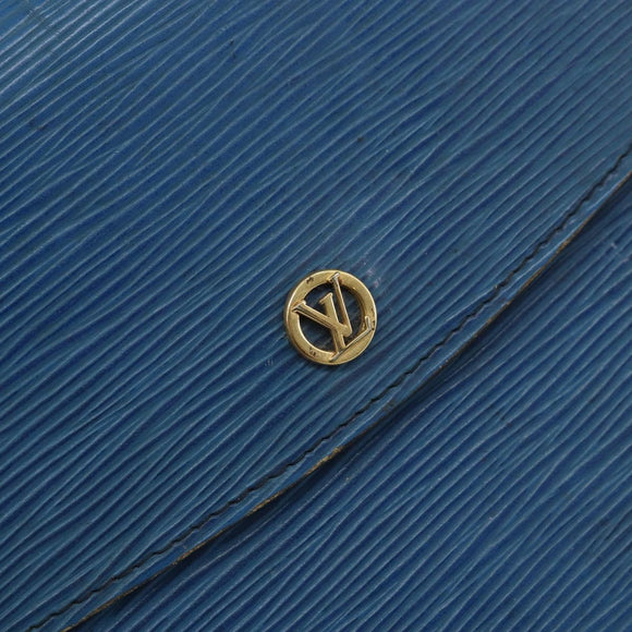 LOUIS VUITTON Epi Montaigne 23 Clutch Bag Blue M52665 LV Auth am10715
