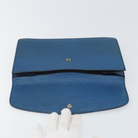 LOUIS VUITTON Epi Montaigne 23 Clutch Bag Blue M52665 LV Auth am10715