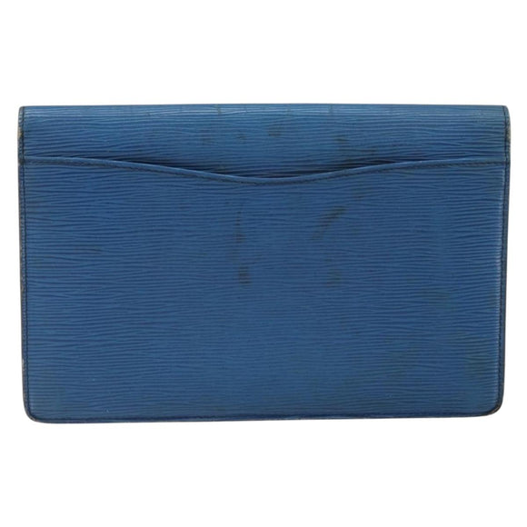 LOUIS VUITTON Epi Montaigne 23 Clutch Bag Blue M52665 LV Auth am10715