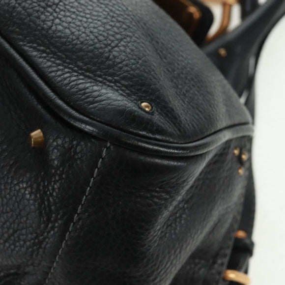 Chloe Paddington Hand Bag Leather 2way Black Gold Silver Auth am10718SV