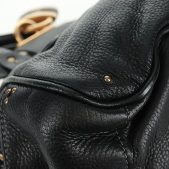 Chloe Paddington Hand Bag Leather 2way Black Gold Silver Auth am10718SV