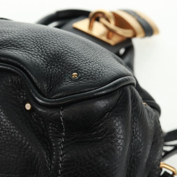 Chloe Paddington Hand Bag Leather 2way Black Gold Silver Auth am10718SV