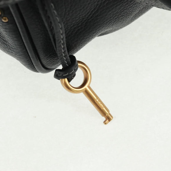 Chloe Paddington Hand Bag Leather 2way Black Gold Silver Auth am10718SV