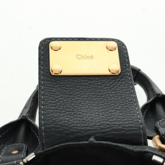 Chloe Paddington Hand Bag Leather 2way Black Gold Silver Auth am10718SV