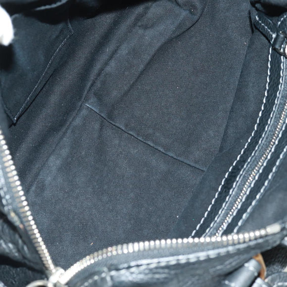 Chloe Paddington Hand Bag Leather 2way Black Gold Silver Auth am10718SV