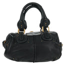 Chloe Paddington Hand Bag Leather 2way Black Gold Silver Auth am10718SV-3