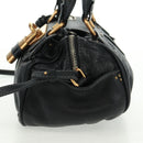 Chloe Paddington Hand Bag Leather 2way Black Gold Silver Auth am10718SV-4