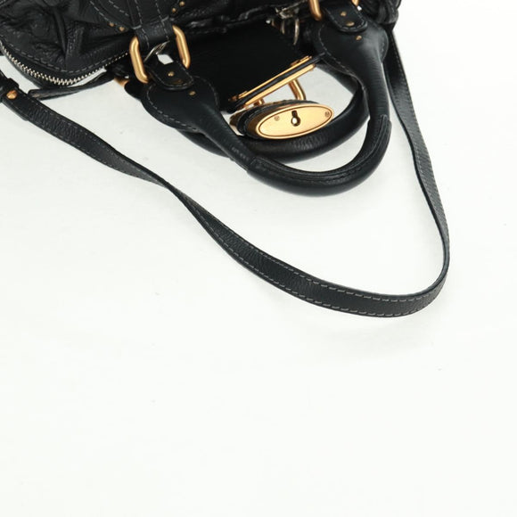 Chloe Paddington Hand Bag Leather 2way Black Gold Silver Auth am10718SV