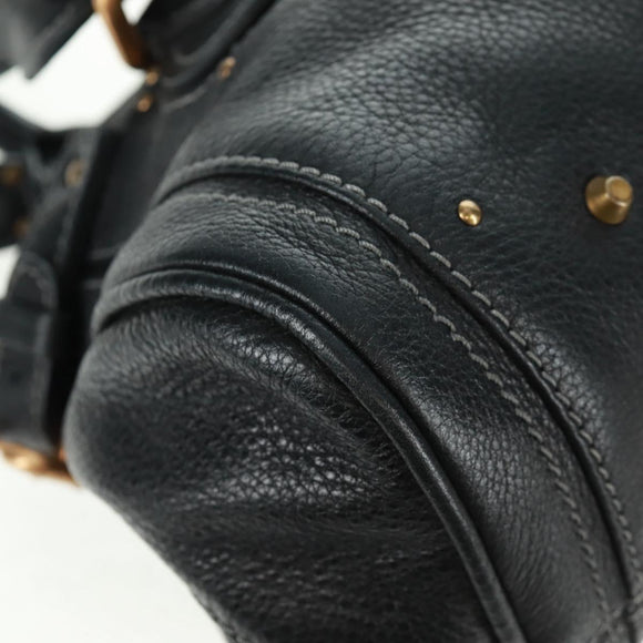 Chloe Paddington Hand Bag Leather Black Gold Silver Auth am10719SV