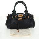 Chloe Paddington Hand Bag Leather Black Gold Silver Auth am10719SV-12