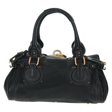 Chloe Paddington Hand Bag Leather Black Gold Silver Auth am10719SV - 0