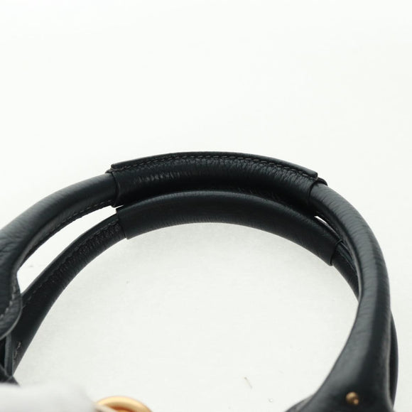 Chloe Paddington Hand Bag Leather Black Gold Silver Auth am10719SV