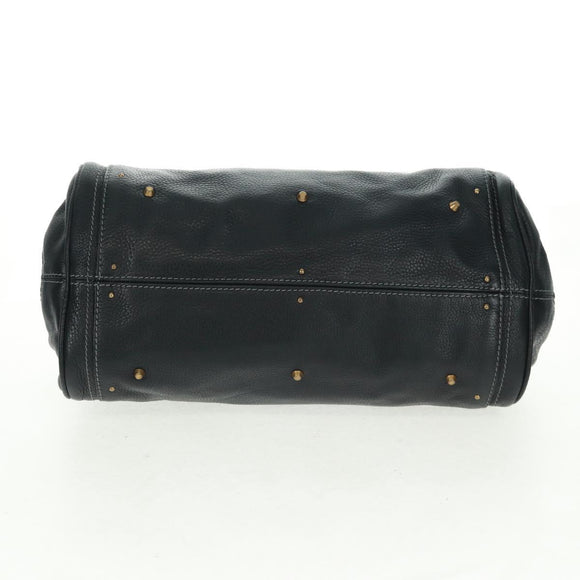 Chloe Paddington Hand Bag Leather Black Gold Silver Auth am10719SV