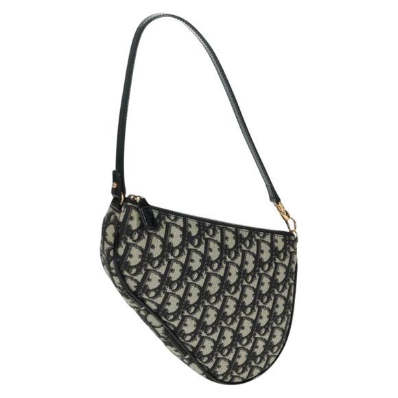 Christian Dior Trotter Canvas Saddle Accessory Pouch PVC Black Auth am10720SV