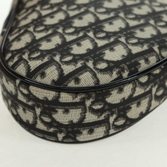 Christian Dior Trotter Canvas Saddle Accessory Pouch PVC Black Auth am10720SV