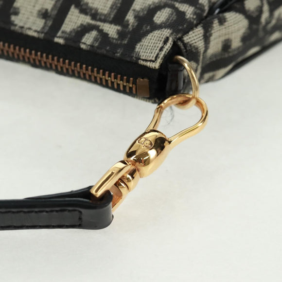 Christian Dior Trotter Canvas Saddle Accessory Pouch PVC Black Auth am10720SV