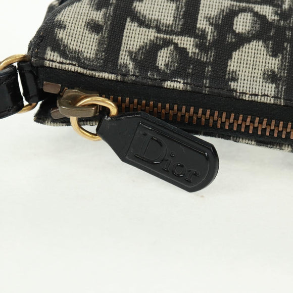 Christian Dior Trotter Canvas Saddle Accessory Pouch PVC Black Auth am10720SV