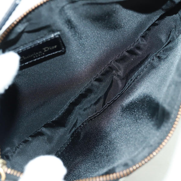 Christian Dior Trotter Canvas Saddle Accessory Pouch PVC Black Auth am10720SV