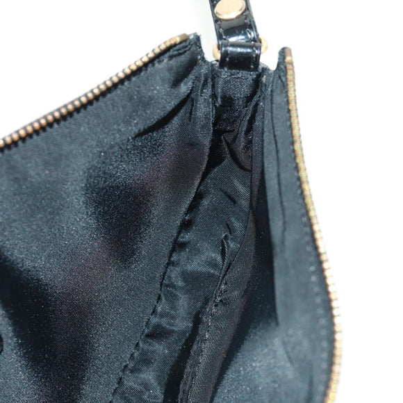 Christian Dior Trotter Canvas Saddle Accessory Pouch PVC Black Auth am10720SV